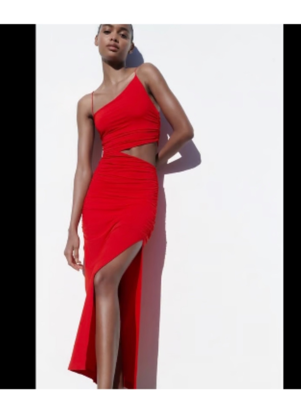 Zara Red Backless Draped Cutout Evening Dress - Picture 4 of 6